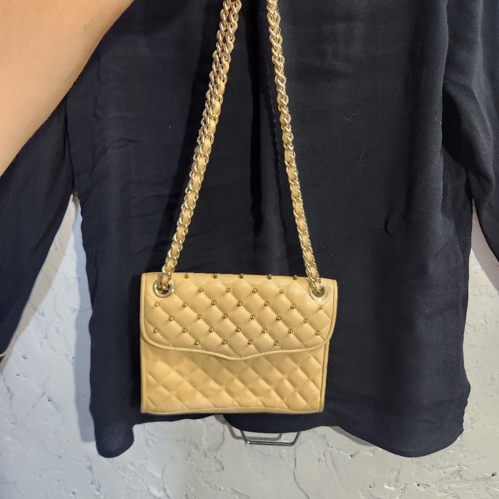 Rebbeca minkoff cream golden studded patch shoulder crossbody bag - Picture 3 of 16